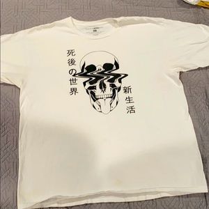 white and black shirt